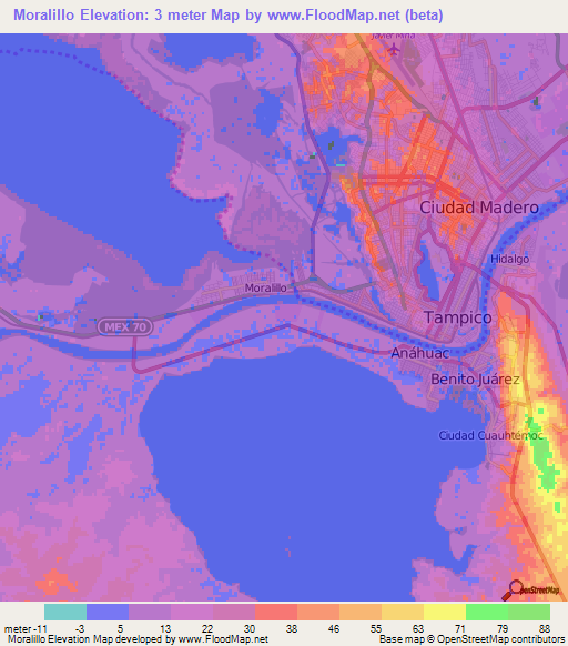 Moralillo,Mexico Elevation Map