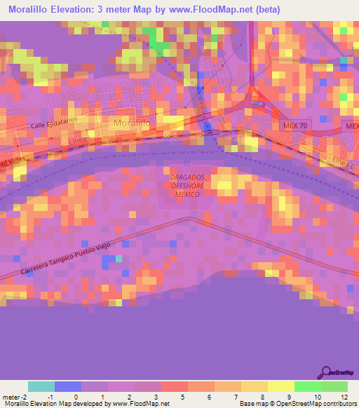 Moralillo,Mexico Elevation Map