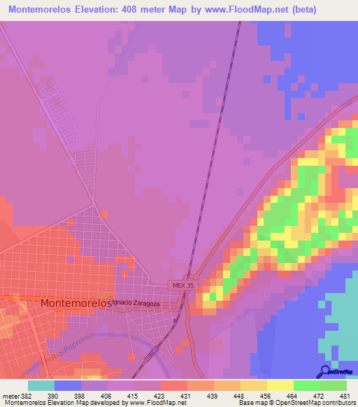 Montemorelos,Mexico Elevation Map