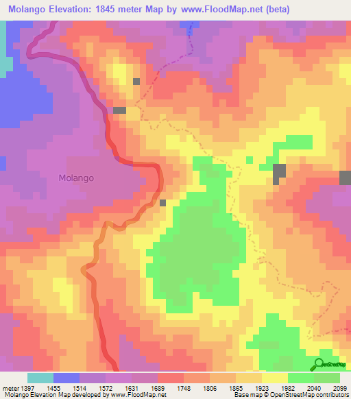 Molango,Mexico Elevation Map