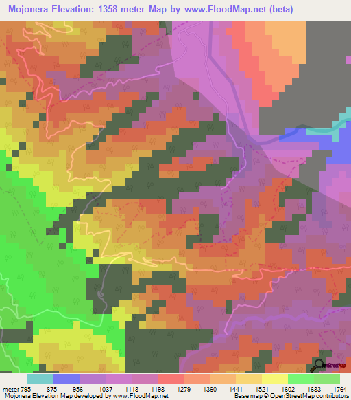 Mojonera,Mexico Elevation Map