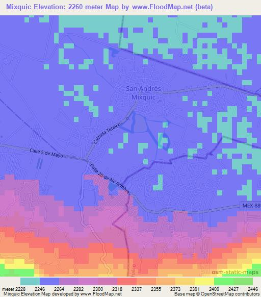 Mixquic,Mexico Elevation Map