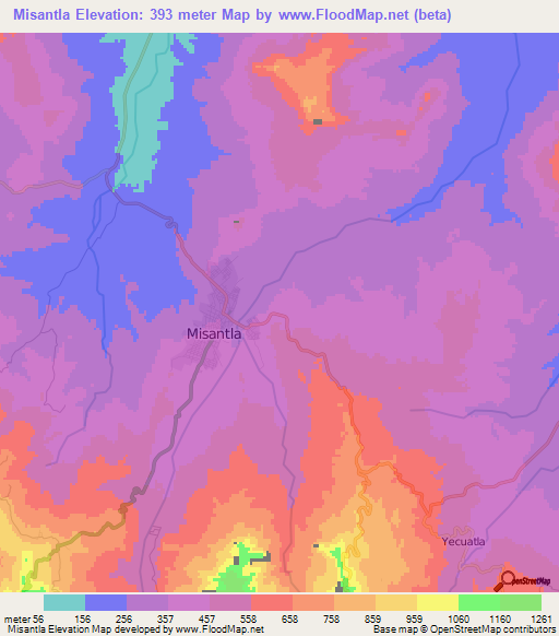 Misantla,Mexico Elevation Map