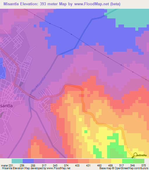 Misantla,Mexico Elevation Map