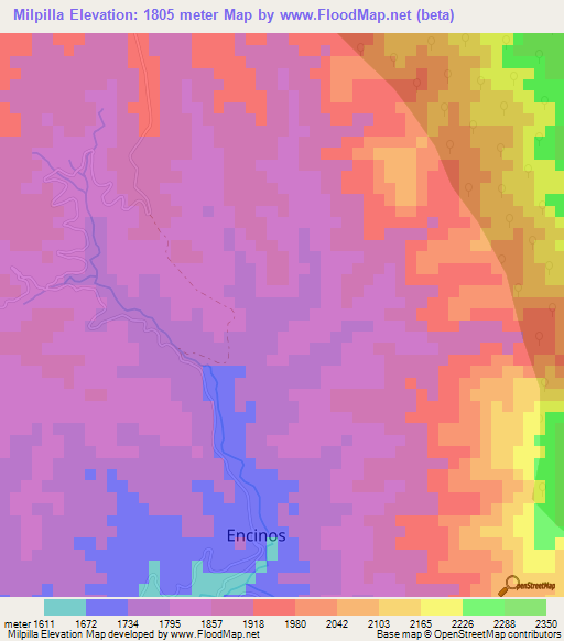 Milpilla,Mexico Elevation Map