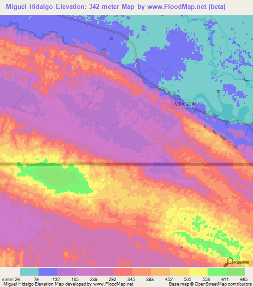 Miguel Hidalgo,Mexico Elevation Map