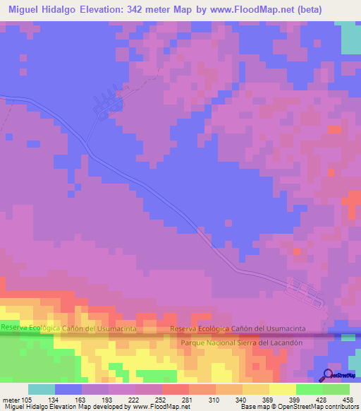 Miguel Hidalgo,Mexico Elevation Map