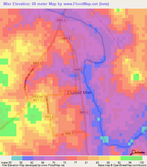 Mier,Mexico Elevation Map