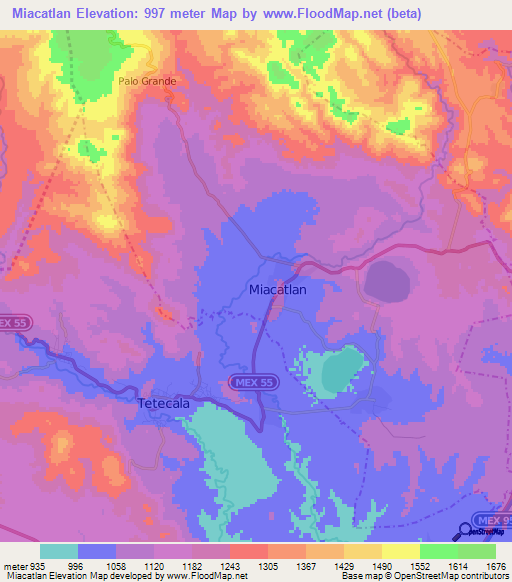 Miacatlan,Mexico Elevation Map