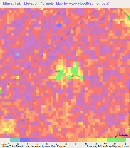 Minyat Tukh,Egypt Elevation Map