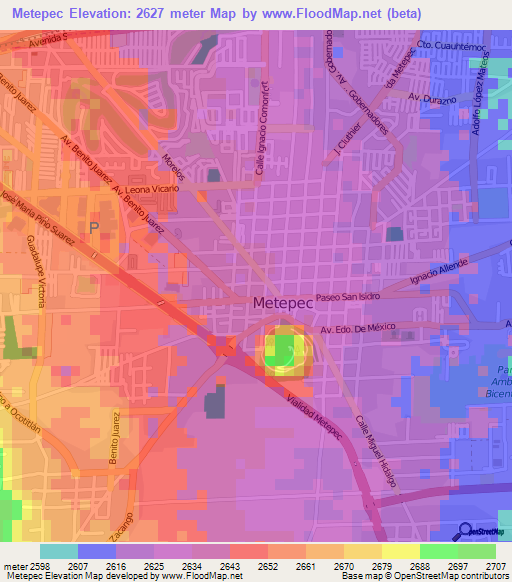 Metepec,Mexico Elevation Map