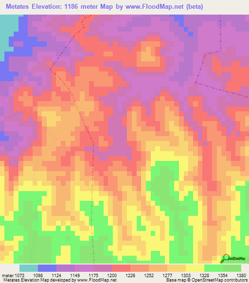 Metates,Mexico Elevation Map