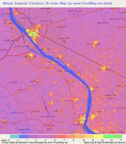 Minyat Salamah,Egypt Elevation Map