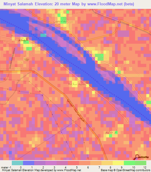 Minyat Salamah,Egypt Elevation Map