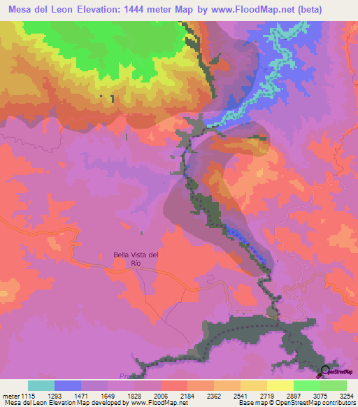 Mesa del Leon,Mexico Elevation Map