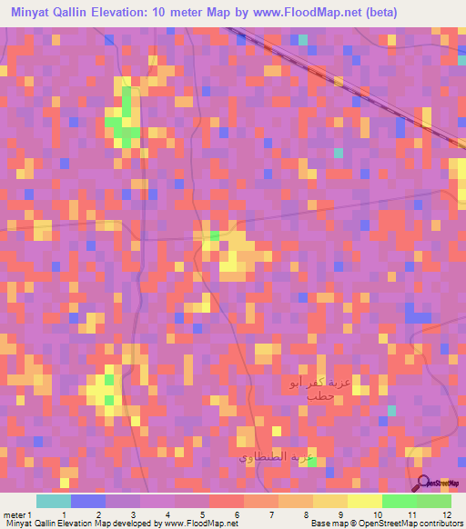 Minyat Qallin,Egypt Elevation Map