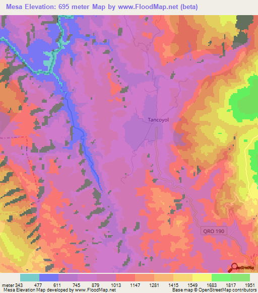 Mesa,Mexico Elevation Map