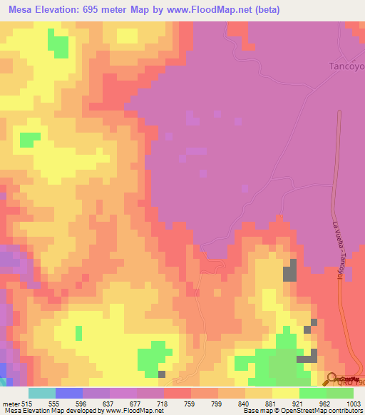 Mesa,Mexico Elevation Map