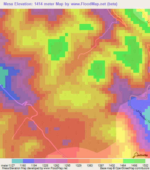 Mesa,Mexico Elevation Map