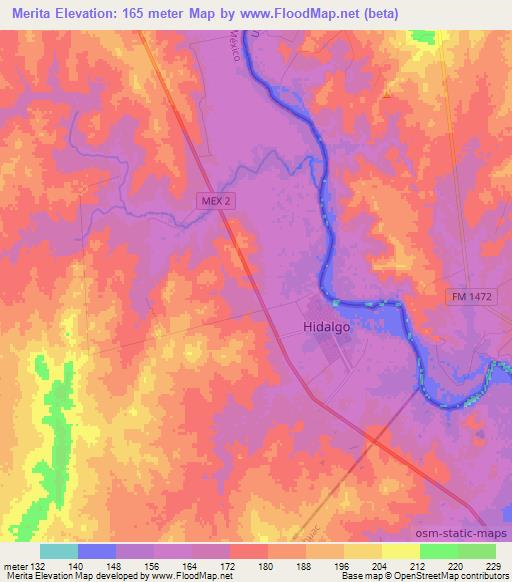 Merita,Mexico Elevation Map