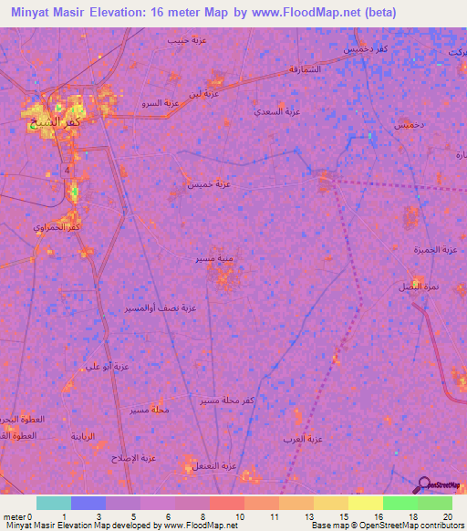 Minyat Masir,Egypt Elevation Map