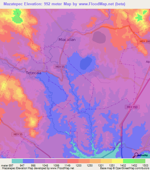 Mazatepec,Mexico Elevation Map