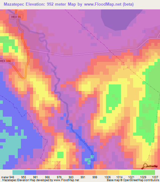 Mazatepec,Mexico Elevation Map