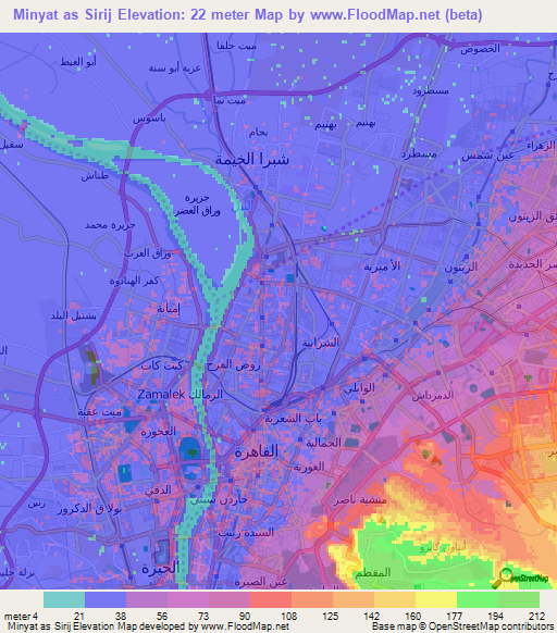 Minyat as Sirij,Egypt Elevation Map