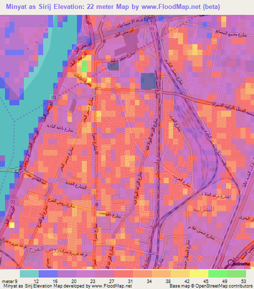 Minyat as Sirij,Egypt Elevation Map
