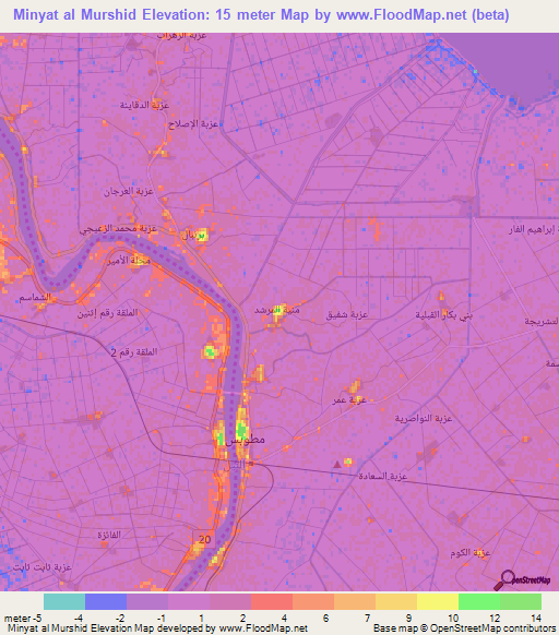 Minyat al Murshid,Egypt Elevation Map