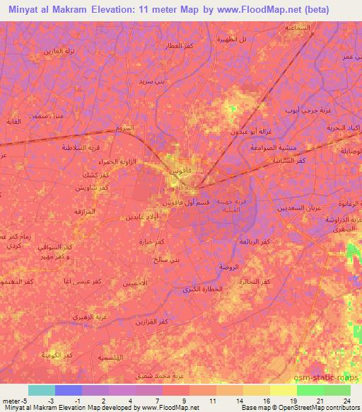 Minyat al Makram,Egypt Elevation Map