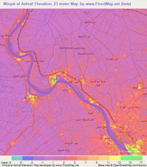 Minyat al Ashraf,Egypt Elevation Map