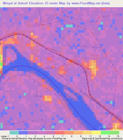 Minyat al Ashraf,Egypt Elevation Map