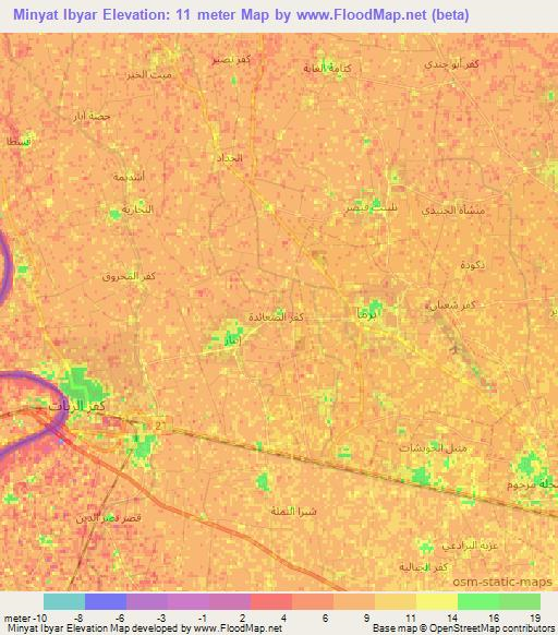 Minyat Ibyar,Egypt Elevation Map