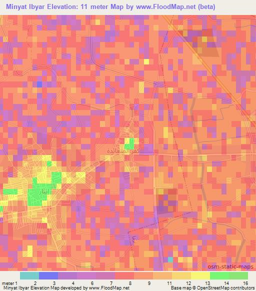 Minyat Ibyar,Egypt Elevation Map