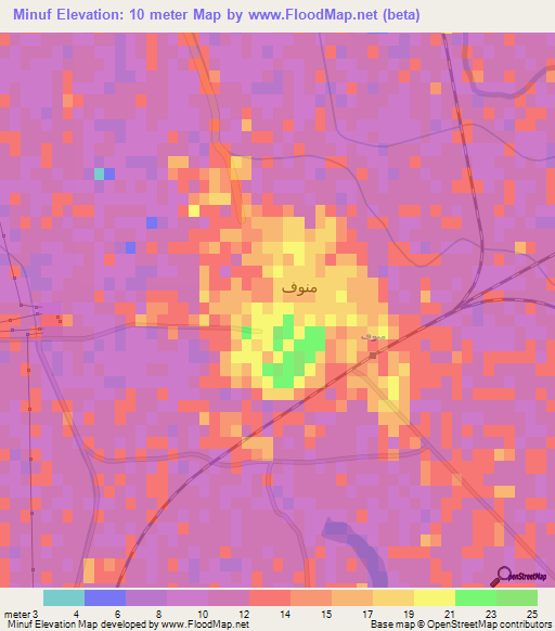 Minuf,Egypt Elevation Map