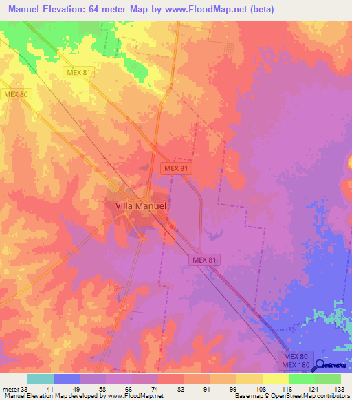 Manuel,Mexico Elevation Map