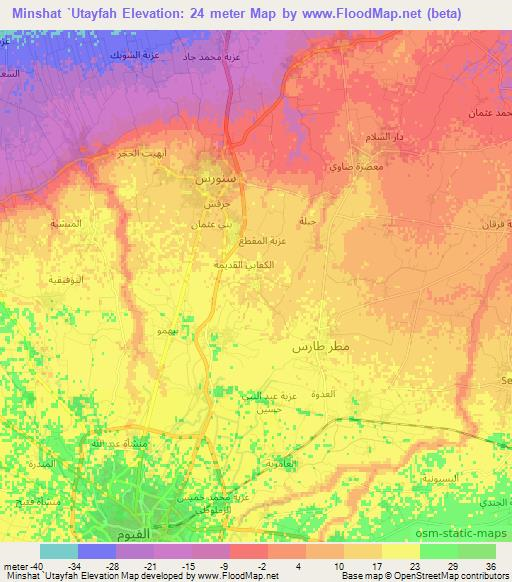 Minshat `Utayfah,Egypt Elevation Map