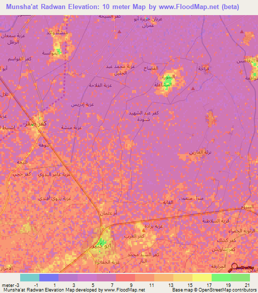 Munsha'at Radwan,Egypt Elevation Map