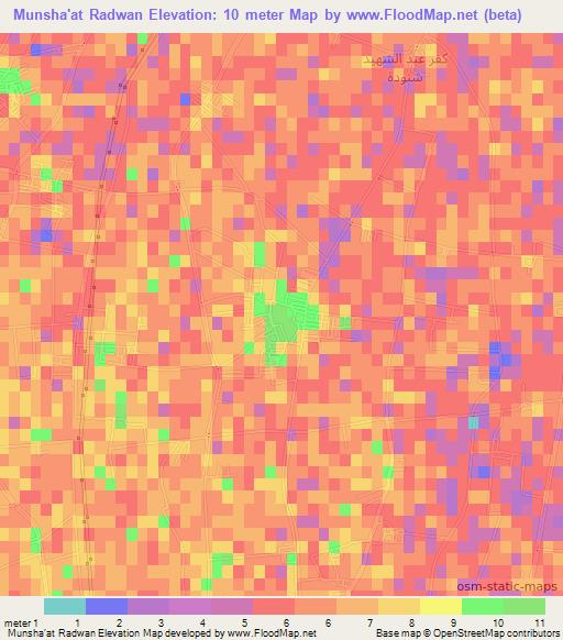 Munsha'at Radwan,Egypt Elevation Map
