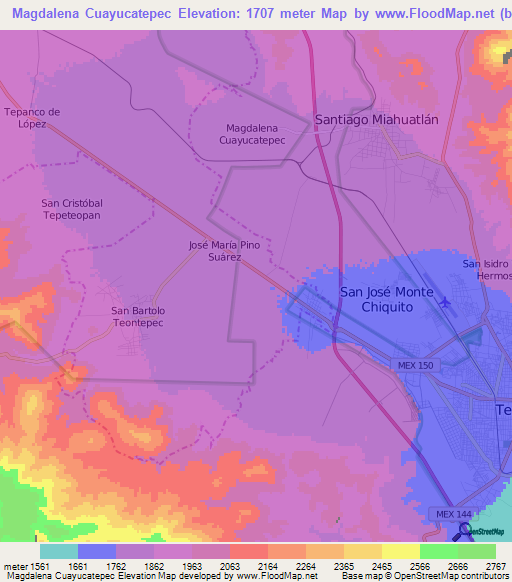 Magdalena Cuayucatepec,Mexico Elevation Map