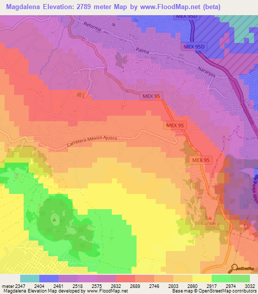 Magdalena,Mexico Elevation Map