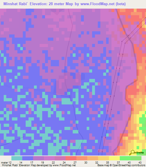 Minshat Rabi`,Egypt Elevation Map