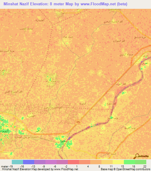 Minshat Nazif,Egypt Elevation Map