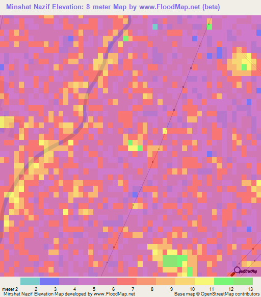 Minshat Nazif,Egypt Elevation Map