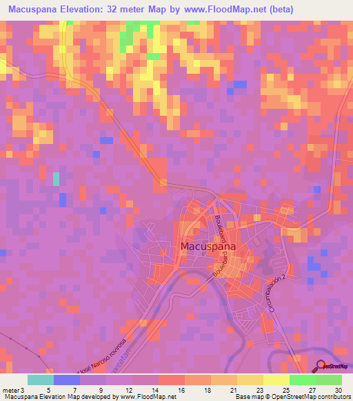 Macuspana,Mexico Elevation Map