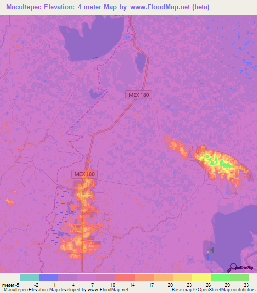 Macultepec,Mexico Elevation Map