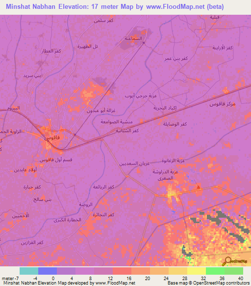 Minshat Nabhan,Egypt Elevation Map