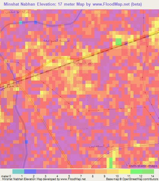 Minshat Nabhan,Egypt Elevation Map