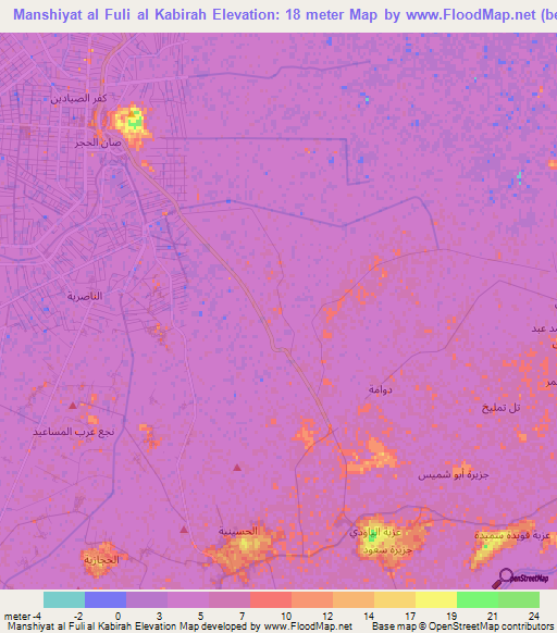 Manshiyat al Fuli al Kabirah,Egypt Elevation Map